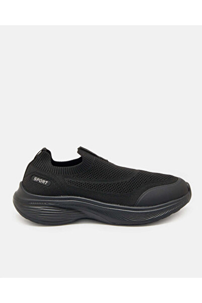 REDTAG Men Black Textured Slip On Sneakers