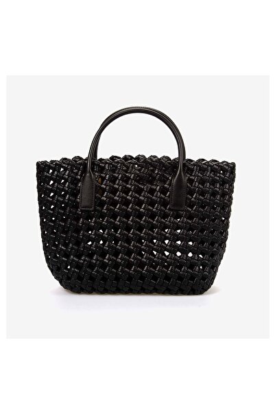 Marnier örgü deri siyah kadın çanta