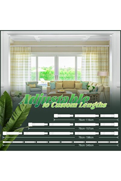 Whimlets Set of 2 x Expandable Metal Curtain Rods with Rings, 76-117 cm, Diameter 2.5 cm