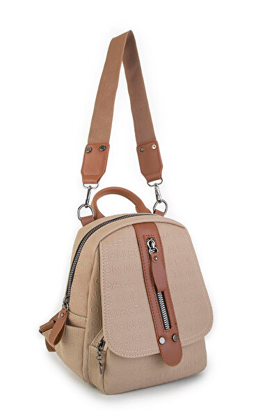Nas Bag Women's Backpack and Shoulder Bag Convertible Design - Sand Tan Embossing