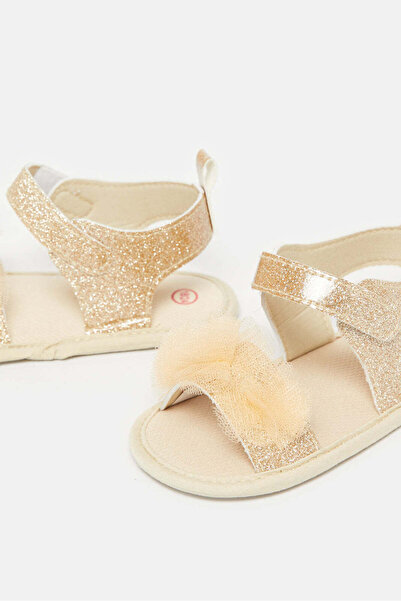 REDTAG Baby Gold Embellished Pram Shoes