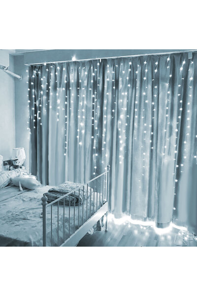 OEM Perdea luminoasa - 100 LEDuri - alb rece - IP44 - 2,2 m - 8 programe