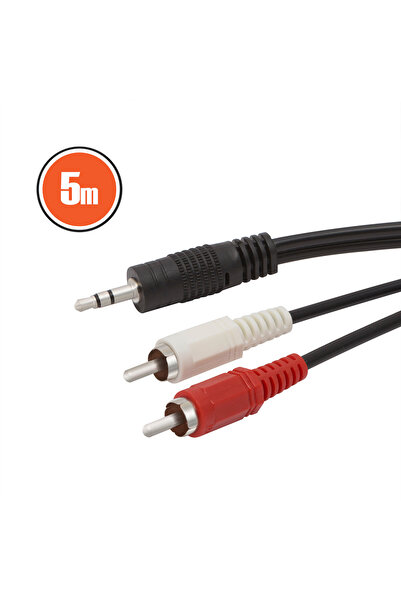 CED AUTO TRADE Cablu RCA / JACKfisa 2 x RCA-fisa 3,5 st JACK5,0 m
