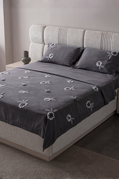 EL EVLİNA HOME COLLECTİON Çift Kişilik Nakışlı Yatak Örtüsü Seti Şönil Kumaş ...