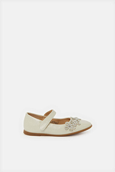 REDTAG Girls Cream Flower Embellished Ballerina