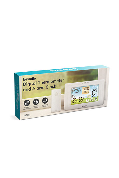 CED AUTO TRADE Digital thermometer and alarm clock - outdoor / indoor - USB, battery - white