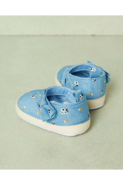 REDTAG Baby Blue Denim Printed Pram Shoes