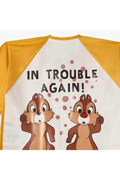 Disney Chip and Dale Print Bib with Long Sleeves and Tie-Ups