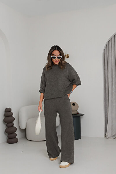 YAKAMEL Women's 2-Ply Modal Long Sleeve Loose-Leg Tracksuit Set