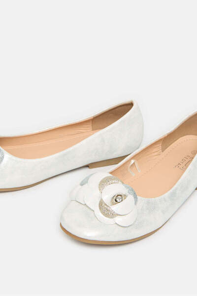 REDTAG Senior Girls Sliver Floral Embellished Ballerina