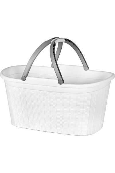 Stefanplast Elegant plastic laundry basket with handles by Stefanplast, white