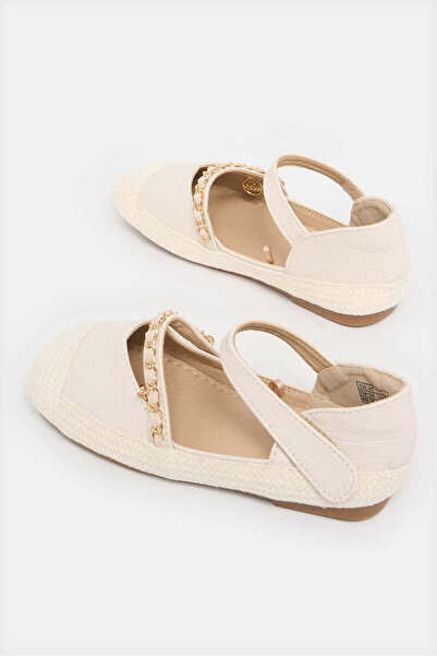 REDTAG Girls Cream Chain Embellished Espadrille