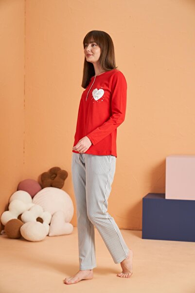 PJS 100% Cotton Interlock Striped Patchwork Round Neck Pajama Set