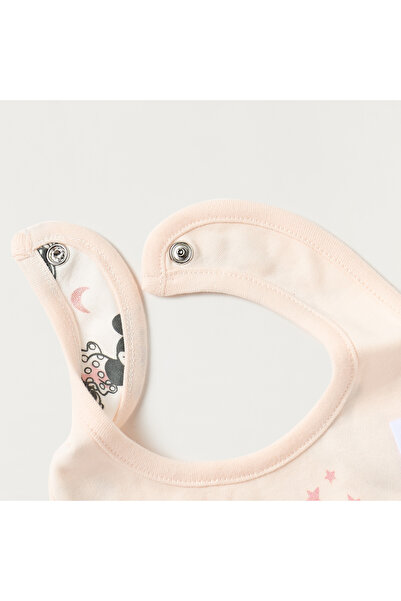 Disney Mickey and Minnie Mouse Print Bib with Snap Button Closure