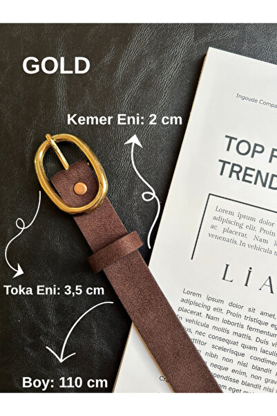 LİA KEMER Desire Ring Patterned Suede Women's Gold Buckle Belt Jacket Belt Dress Belt Trouser Belt