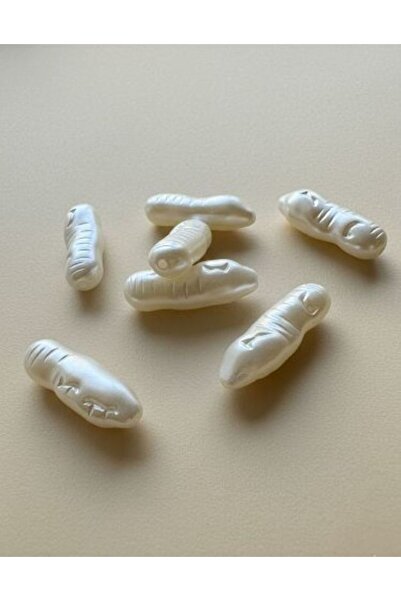 BEİLYS COSMETİCS & ACCESSORY Cream Self-Patterned Perforated Unshaped Pearl Beads 20mm 50 Pieces B:68