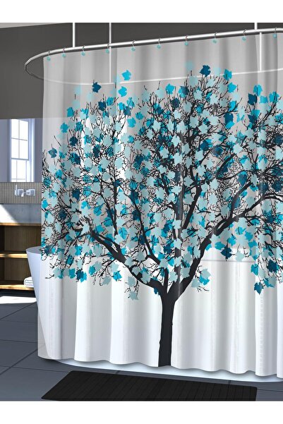 Splash Home PEVA Shower Curtain with 12 Rust-Resistant Metal Grommets, 70 x 72 in, Blue