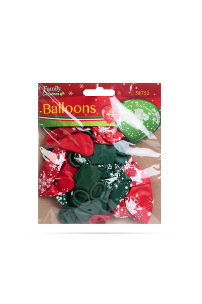 CED AUTO TRADE Balloon set - red, green, with Christmas motifs - 12 pieces / pack