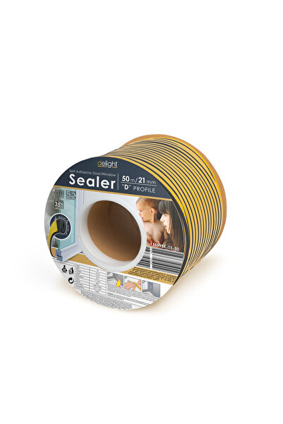CED AUTO TRADE Delight - Self-adhesive window sealing profile, "D" profile - 50 m, Black, 15 mm