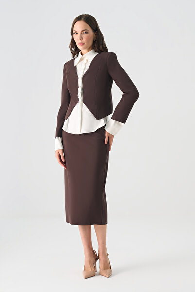 Dizayn Ella Gömlek yakalı ceketli ikili takım EL-2709