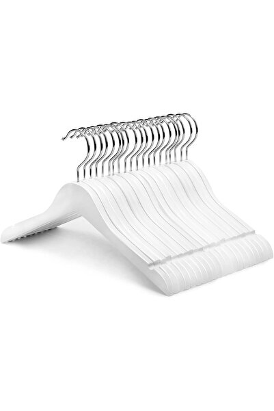 Nature Smile Wooden Hangers for Kids & Tweens, 14 in, 20-Pack, White
