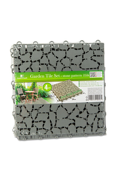 CED AUTO TRADE Garden paving - stone pattern - plastic - 29 x 29 cm - gray - 4 pcs/pack