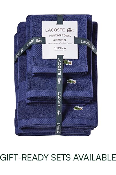 Lacoste Heritage Supima Cotton Hand Towel, Navy, 40.6 x 76.2 cm