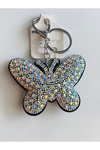 Ustaeller Keychain and Bag Accessory with Butterfly Figure and Reflective Shiny Stones on It