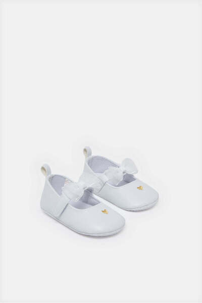 REDTAG Baby White Bow Embellished Pram Shoes