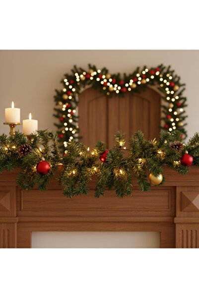 CED AUTO TRADE Ghirlanda de brad artificial – verde inchis – 270 x O24 cm – PVC