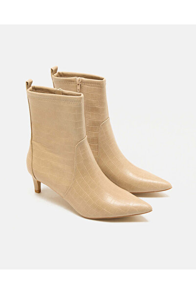 REDTAG Women Beige Textured Ankle Boots