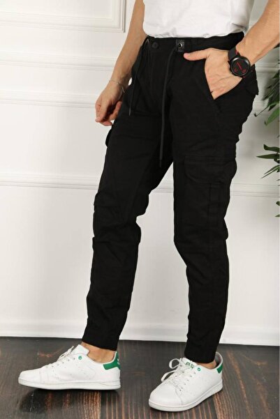 IMPOSING JNS Men's Pocket Cargo Trousers with Elastic Waist and Legs Slim Fit Stretch Fabric New Season