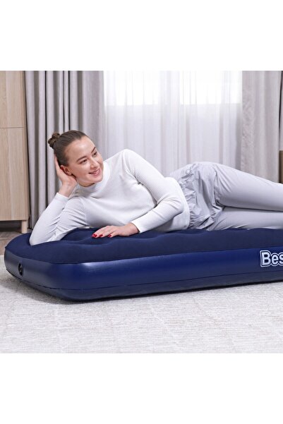 CED AUTO TRADE Saltea gonflabila - single, velour - albastru - 185 x 76 x 22 cm