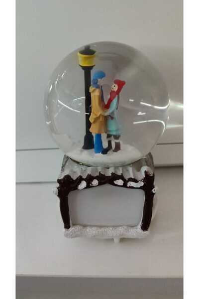 FAMEMUS ACCESSORY Işıklı Püskürtmeli Büyükboy Çift Kar Küresi boyutu :17cm