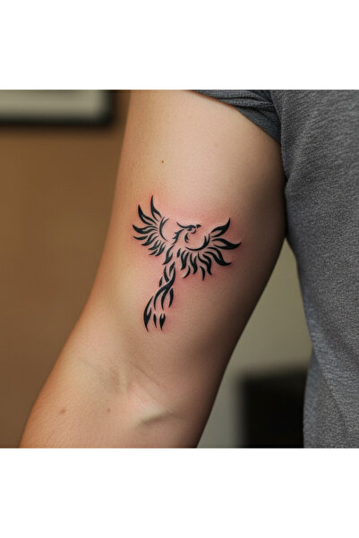 Lavmi Süzülen Anka Kuşu Geçici Dövme Şablonu - 8x7 cm (Kına ve Fırça Dahildir)