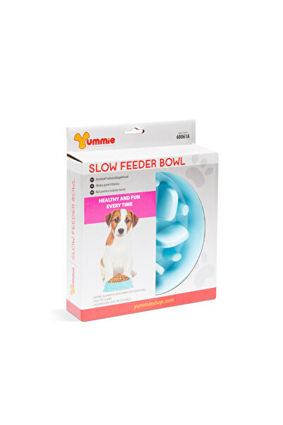 CED AUTO TRADE Bol pentru hranire lenta, catei si pisici - 20 x 20 x 4,5 cm - albastru