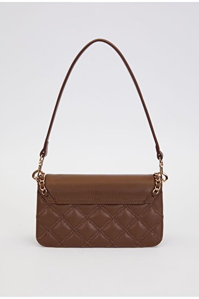 Levidor Καφέ τσάντα ώμου με διπλό λουράκι με καπιτονέ