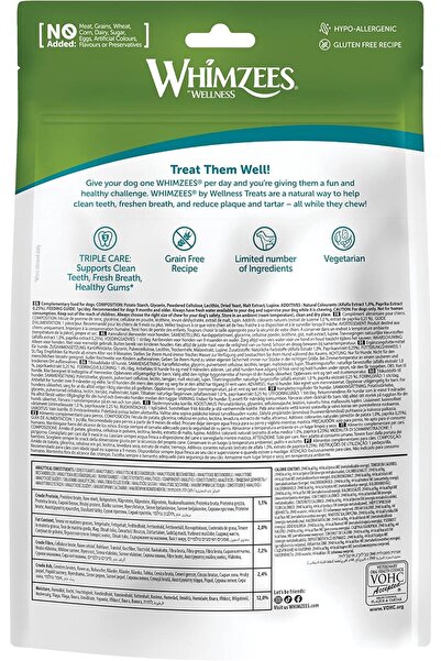 Whimzees Natural Grain-Free Candy Toothbrush Dental Chews for Dogs, Milk Flavor, 24 pcs (360 g)