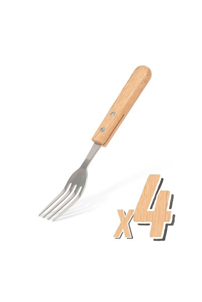 CED AUTO TRADE Furculita gratar - 4 buc - cu maner din lemn