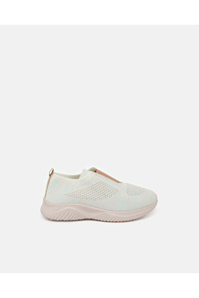 REDTAG Girls Beige Flyknit Slip-On