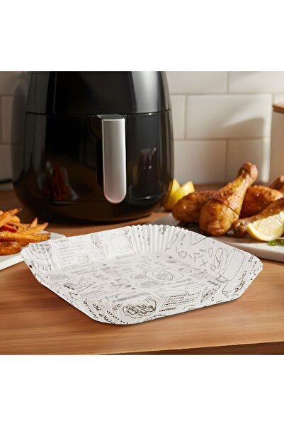 CED AUTO TRADE Baking Paper for Air Fryer - Patterned, Square, 23 x 26 cm - 50 Pieces/Pack
