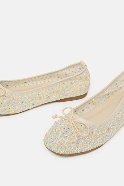 REDTAG Senior Girls Cream Rhinestones Ballerina