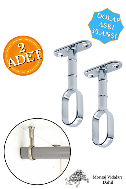 HOBİDABİ Boru Askı Flanşı Açık Ağız Oval Dolap Içi Gardırop Elbise Askı Borusu Aparatı Boru Tutucu (2 ADET)