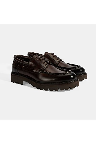 Desa Men's Brown Laced Leather Casual Shoes
