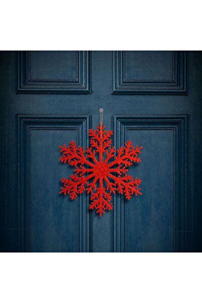 Alista Home Decoratiune tip fulg de gheata – glitter rosu – suspendabila – 31 cm