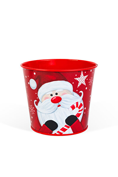 CED AUTO TRADE Decorative metal flower pot – Santa Claus model – 13 x 11 cm