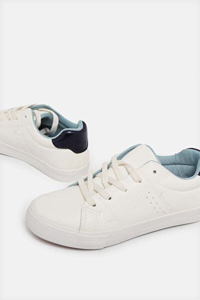 REDTAG Senior Girls White Lace-Up Sneakers