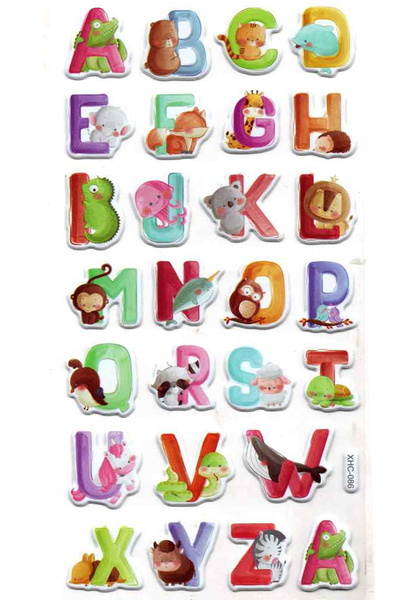 Limmy Autocolant Autocolant în relief (XHC086)-18x9 cm- Literă cu animale