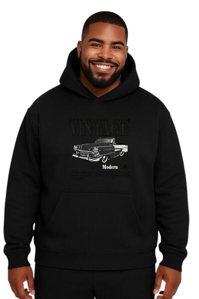 E-ROMA Vintage Printed Large Size Unisex Sweatshirt