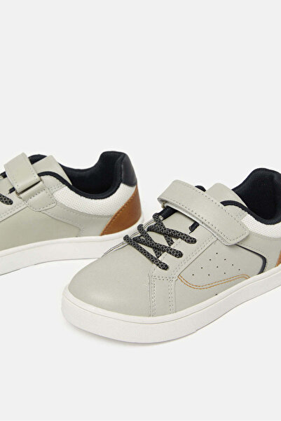 REDTAG Boys Grey Material Block Sneakers